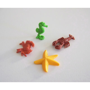 PLAYMOBIL (Z315) MER - Lot Crabe, Etoile de Mer, Hippocampe & Homard Marron