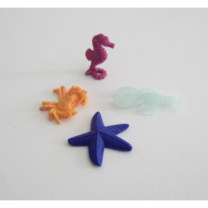 PLAYMOBIL (Z309) MER - Lot Crabe, Etoile de Mer, Hippocampe & Homard Transparent