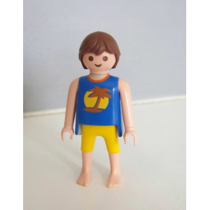PLAYMOBIL (Z358) MER - Homme Tee-Shirt Bleu & Jaune Piscine 3205 5964