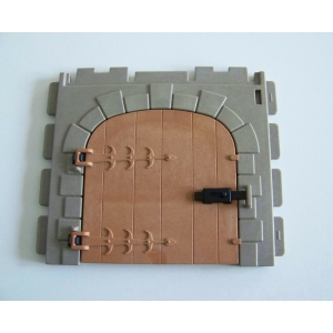 PLAYMOBIL (L3340) MOYEN-AGE - Grande Porte Bois Contour Pierre Complète Château