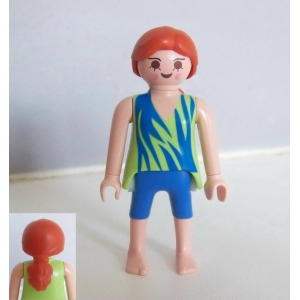 PLAYMOBIL (Z3115) MER - Femme Cheveux Roux, T-Shirt Vert Bleu, Short, Pieds Nus