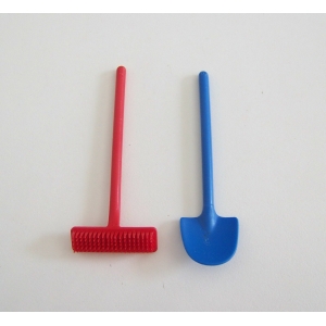 PLAYMOBIL (Z471) PORT - Lot  Pelle Bleu & Balai Rouge 4135 4280 5119
