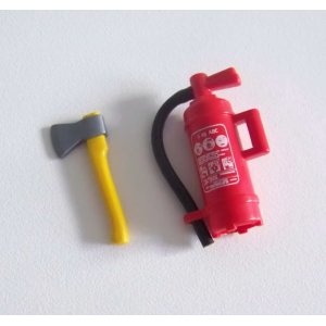 PLAYMOBIL (G1232) POMPIERS - Extincteur avec Tuyau & Hache Jaune