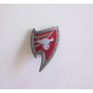 PLAYMOBIL (L680) MOYEN-AGE - Bouclier Gris & Rouge Tête Taureau Chevalier 4763