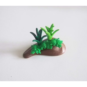 PLAYMOBIL (I246) VEGETATION - Sol Monticule Terre Marron avec Plantes 4493