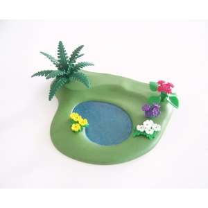 PLAYMOBIL (I259) VEGETATION - Plaque Verte avec Végétations et Mare Maison 3965