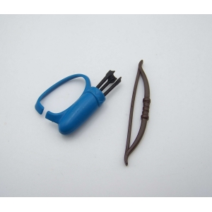 PLAYMOBIL (E136) INDIENS - Lot Arc Marron avec Carquois Bleu et Flèches Noir