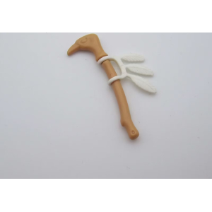 PLAYMOBIL (E153) INDIENS - Tomahawk Hache de Sorcier Beige avec Plumes Blanches