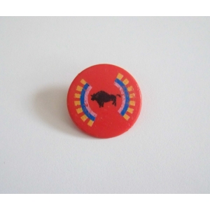 PLAYMOBIL (E1c04) INDIENS - Bouclier Rond Rouge avec Motifs & Bison Noir Abimé