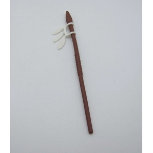 PLAYMOBIL (E1114) INDIENS - Lance Marron Foncé avec Ornement de Plumes Blanches