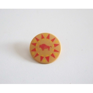 PLAYMOBIL (E192) INDIENS - Bouclier Rond à Motifs avec Bison Marron (abimé)