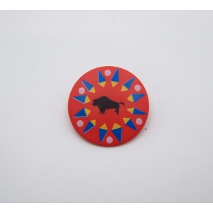 PLAYMOBIL (E1119) INDIENS - Bouclier Rond Rouge avec Motifs & Bison Noir 3733