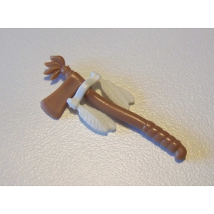 PLAYMOBIL (E128) INDIENS - Tomahawk Hache Marron Clair avec Plumes