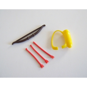 PLAYMOBIL (E133) INDIENS - Lot Arc Marron avec Carquois Jaune et Flèches Rouge