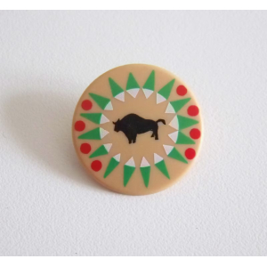 PLAYMOBIL (E150) INDIENS - Bouclier Rond à Motifs avec Bison Noir 3732 5598