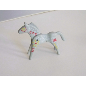 PLAYMOBIL (E242) INDIENS - Cheval Gris Tacheté Blanc Peintures de Guerre 3731