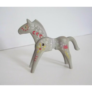 PLAYMOBIL (E2c03) INDIENS - Cheval Gris Tacheté Peintures de Guerre 3731 Jauni