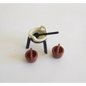 PLAYMOBIL (E327) INDIENS - Chaudron sur Pieds, Louche & Paniers Vintage 3251