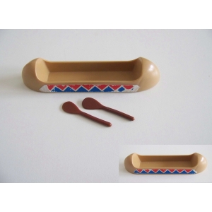 PLAYMOBIL (E323) INDIENS - Canoë Marron avec 2 Pagaies Vintage 3406 3483 Abimé