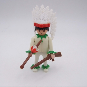 PLAYMOBIL (E408) INDIENS - Chef Guerrier du Set Vintage 3251 de 1976 Jauni