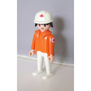 PLAYMOBIL (Y3103) HOPITAL - Infirmier Brancardier Orange Ambulance 3456