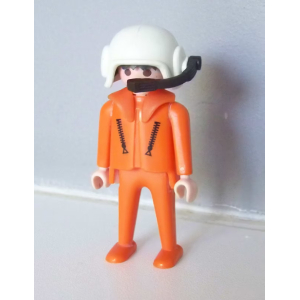 PLAYMOBIL (Y3105) HOPITAL - Pilote Orange Hélicoptère Secours 3789