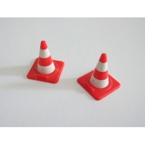 PLAYMOBIL (Q1123) CHANTIER - Lot de 2 Cônes Orange Rayures Blanches Vintage