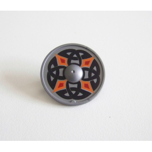 PLAYMOBIL (L659) MOYEN-AGE - Bouclier Rond Gris avec Motifs Chevalier 5886