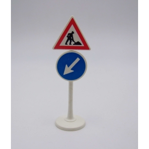 PLAYMOBIL (Q12116) CHANTIER - Panneaux de Signalisation Travaux & Support 3472