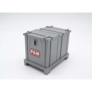 PLAYMOBIL (Q1227) CHANTIER - Container P&M Gris avec Couvercle Grue 3262 4080