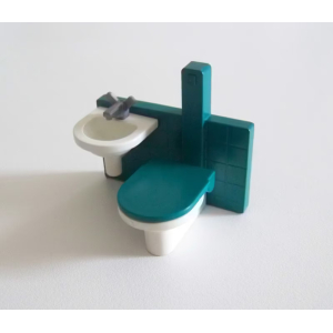 PLAYMOBIL (Q1253) CHANTIER - Lavabo & Toilettes Vert Container Bureau 3260