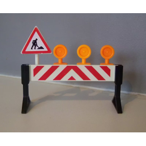 PLAYMOBIL (Q1205) CHANTIER - Barrière pour Travaux avec Panneau & Lumières