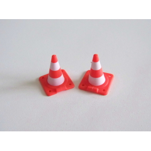 PLAYMOBIL (Q1277) CHANTIER - Lot de 2 Cônes Plots de Signalisation Rayures Blanc
