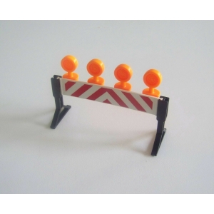 PLAYMOBIL (Q1285) CHANTIER - Barrière Imprimée pour Travaux avec Lumières Orange