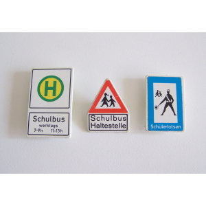 PLAYMOBIL (Q1264) CHANTIER - Lot E de 3 Panneaux de Signalisation Vintage
