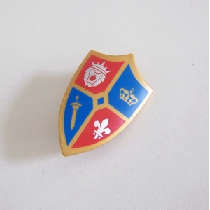 PLAYMOBIL (L6133) MOYEN-AGE - Bouclier Doré Rouge & Bleu Chevalier Lion 5166