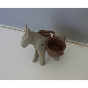 PLAYMOBIL (B8130) WESTERN - Ane de Paysan Mexicain avec 2 Paniers Marron Foncé