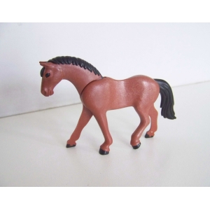 PLAYMOBIL (B8121) WESTERN - Cheval Marron Crinière Noire Sheriff 5251