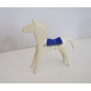 PLAYMOBIL (B81c11) WESTERN - Cheval avec Tapis de Selle Bleu 3798 (Sale Jauni)