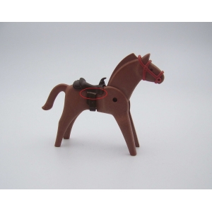 PLAYMOBIL (B8128) WESTERN - Cheval Brun Chariot Diligence Vintage (Défaut)