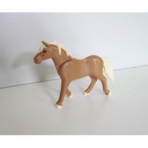 PLAYMOBIL (B8155) WESTERN - Cheval Marron Clair Crinière Blanche 5248 5109