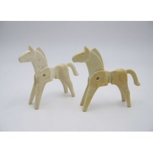 PLAYMOBIL (B81c02) WESTERN - Lot de 2 Chevaux Blancs (Jaunis Sales)