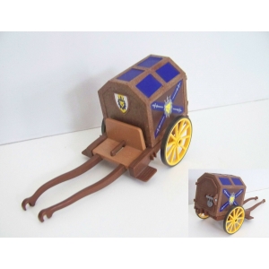 PLAYMOBIL (L1225) MOYEN-AGE - Chariot Coffre Trésor Chevalier Lion Bleu 3314