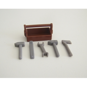 PLAYMOBIL (Q1117) CHANTIER - Caisse Marron avec 5 Outils