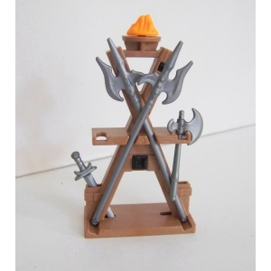 PLAYMOBIL (L1229) MOYEN-AGE - Râtelier avec Flamme Armes Accessoires Chevalier