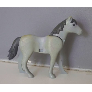 PLAYMOBIL (L52c04) MOYEN-AGE - Cheval Gris Clair Nouvelle Génération Jauni