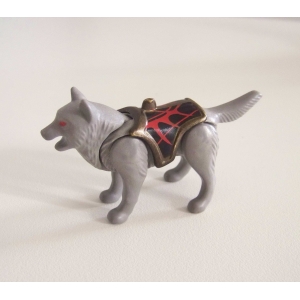 PLAYMOBIL (L5208) MOYEN-AGE - Loup Gris Clair aux Yeux Rouges Catapulte 5001