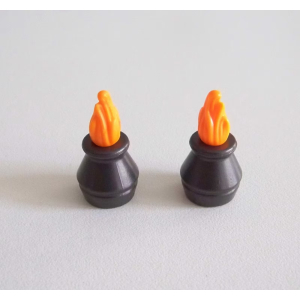 PLAYMOBIL (L2209) MOYEN-AGE - Lot de 2 Incendiaires Pots de Feu Catapulte 3940