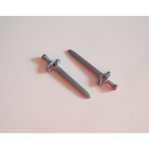 PLAYMOBIL (L2338) MOYEN-AGE - Lot de 2 Epées Sabre Glaive Gris Poignée Courbée