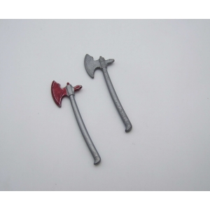 PLAYMOBIL (L2318) MOYEN-AGE - Lot de 2 Grandes Haches Gris Clair (Abimées)